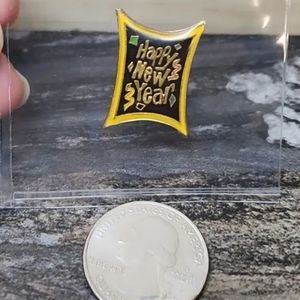 Vintage 1987 Happy New Year Pin - Atlanta Georgia Margi Gras  - Metal